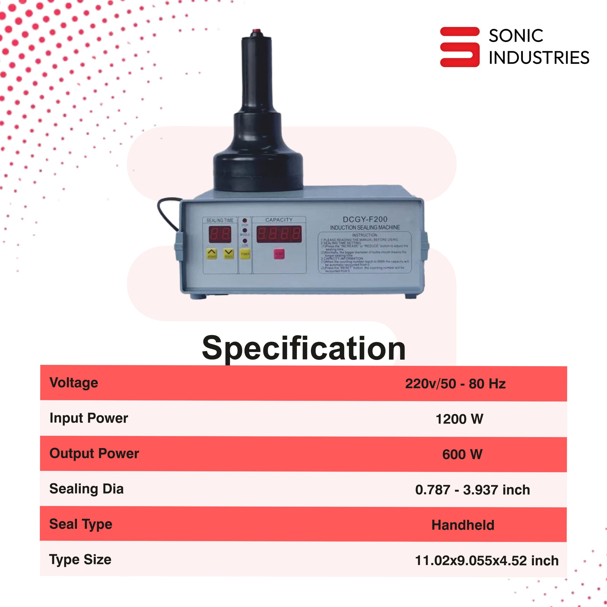 Induction Sealing Machine 200 DGFY 20 to 80MM