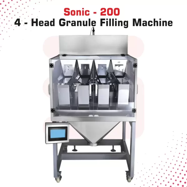 Sonic Industries 4 Head Granule Filling Machine 10 to 100 Gram Capacity