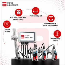 4 Head Batch Coding Printer by Sonic Industries – High-Speed Expiry Date Printing Machine