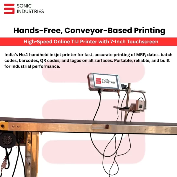 Sonic Industries 8 inch Conveyor with 7 Inch Screen Automatic Batch Coding printer