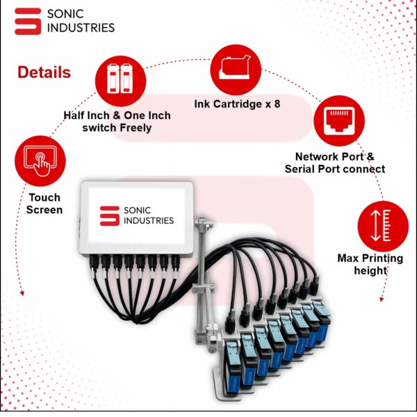 Sonic Industries Automatic Batch Coding 8 Head Printer