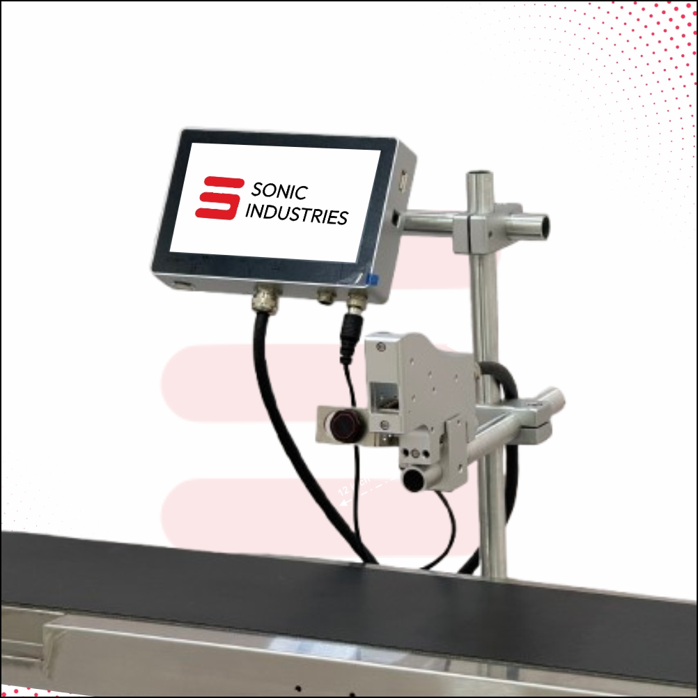 Sonic Industries 8 inch Conveyor with 25mm Automatic Batch Coding Printer
