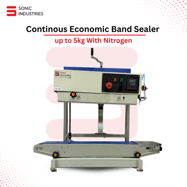 FR-900 Band Sealing Machine MS Eco 5Kg Vertical Band Sealer with Nitrogen Flushing System by Sonic Industries