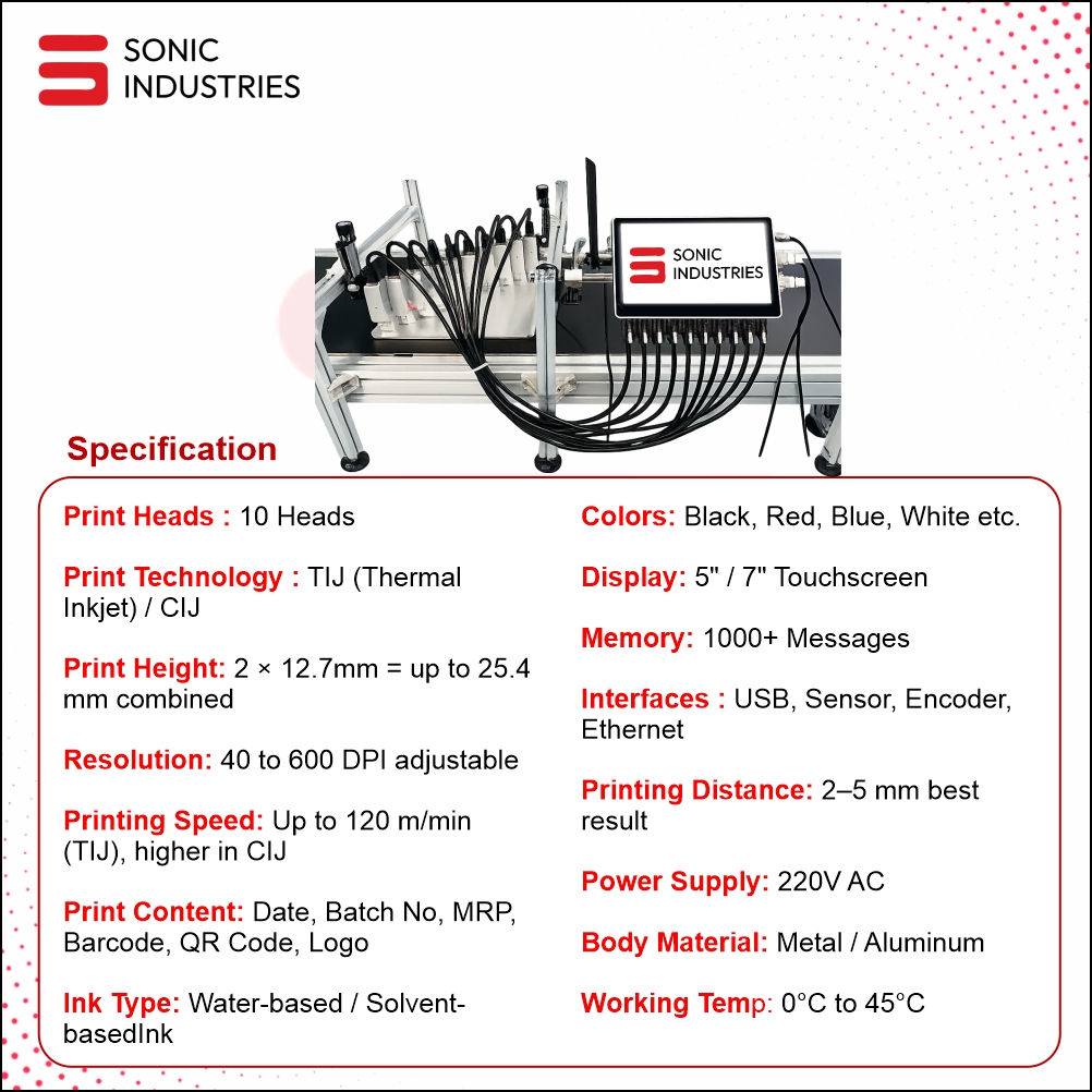 10 head Automatic batch coding machine