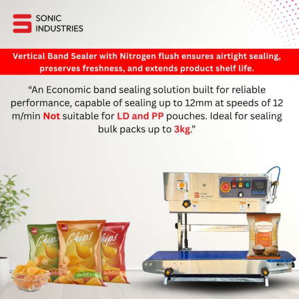FR-900 Band Sealing Machine SS Eco Vertical with Nitrogen Flushing System by Sonic Industries