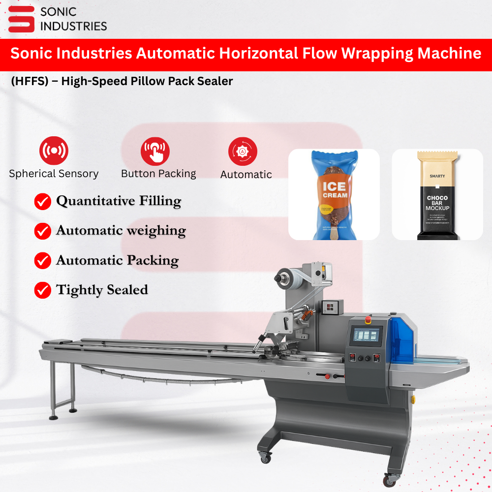 Ice Cream Packaging Vertical Flow Wrap Machine by Sonic Industries - Image 2