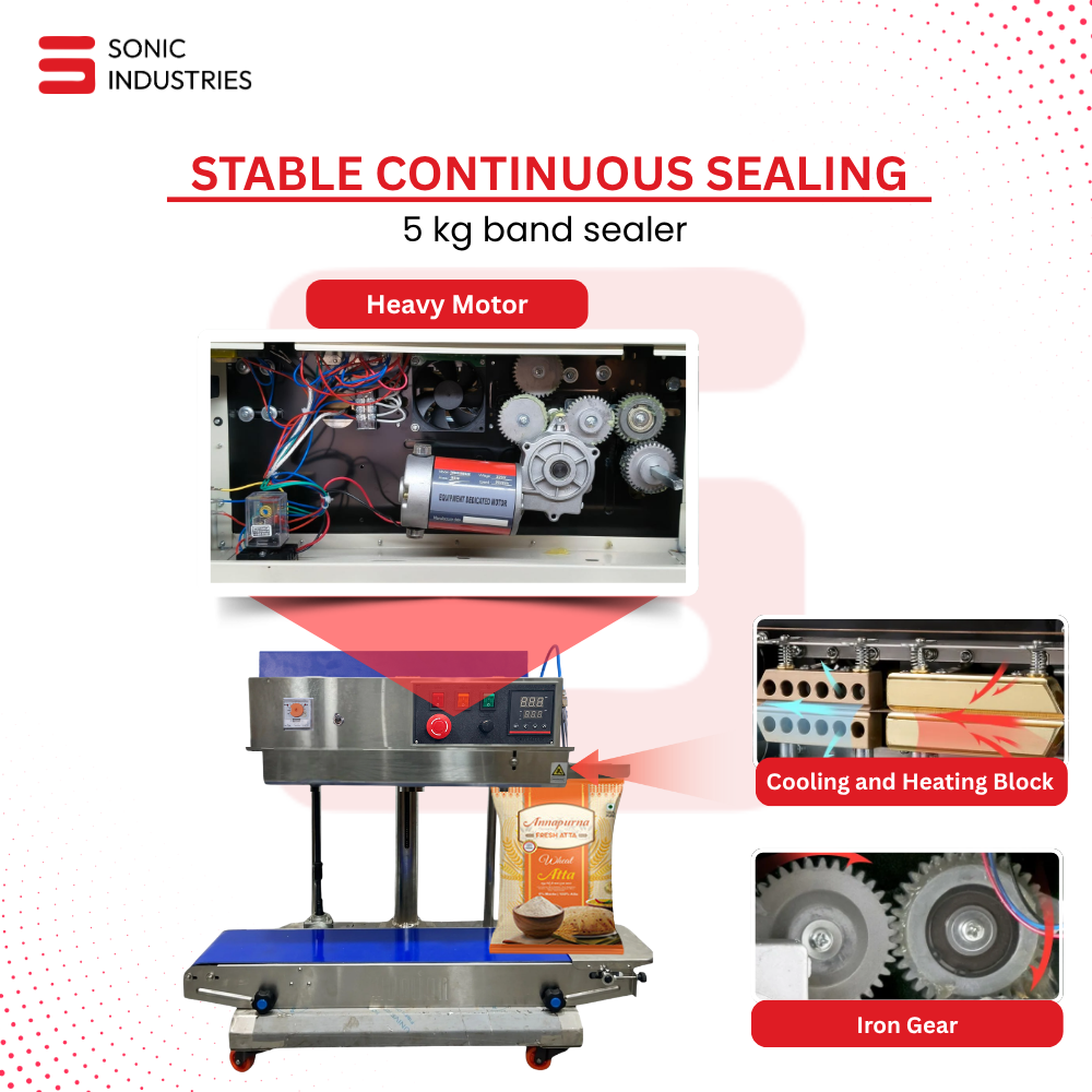 FR-900 Band Sealing Machine SS Eco 5Kg Band Sealer with Nitrogen Flushing System by Sonic Industries - Image 4