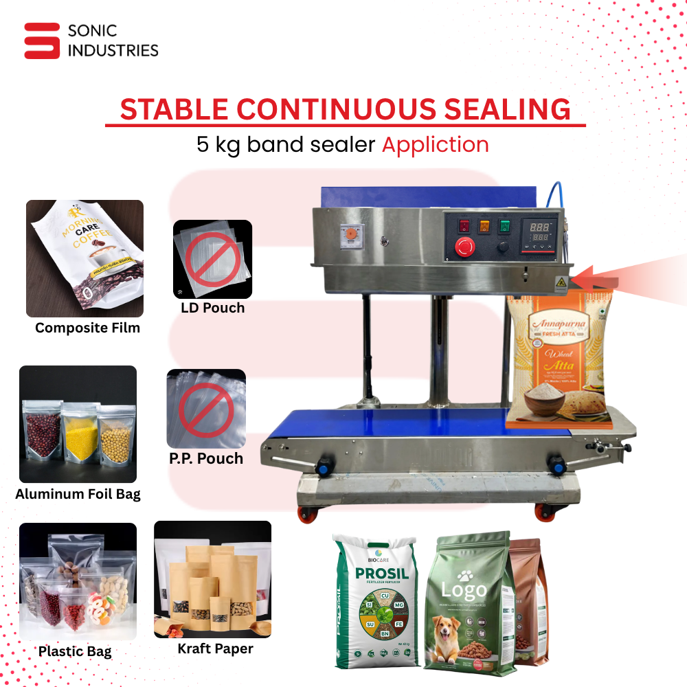 FR-900 Band Sealing Machine SS Eco 5Kg Band Sealer with Nitrogen Flushing System by Sonic Industries - Image 3