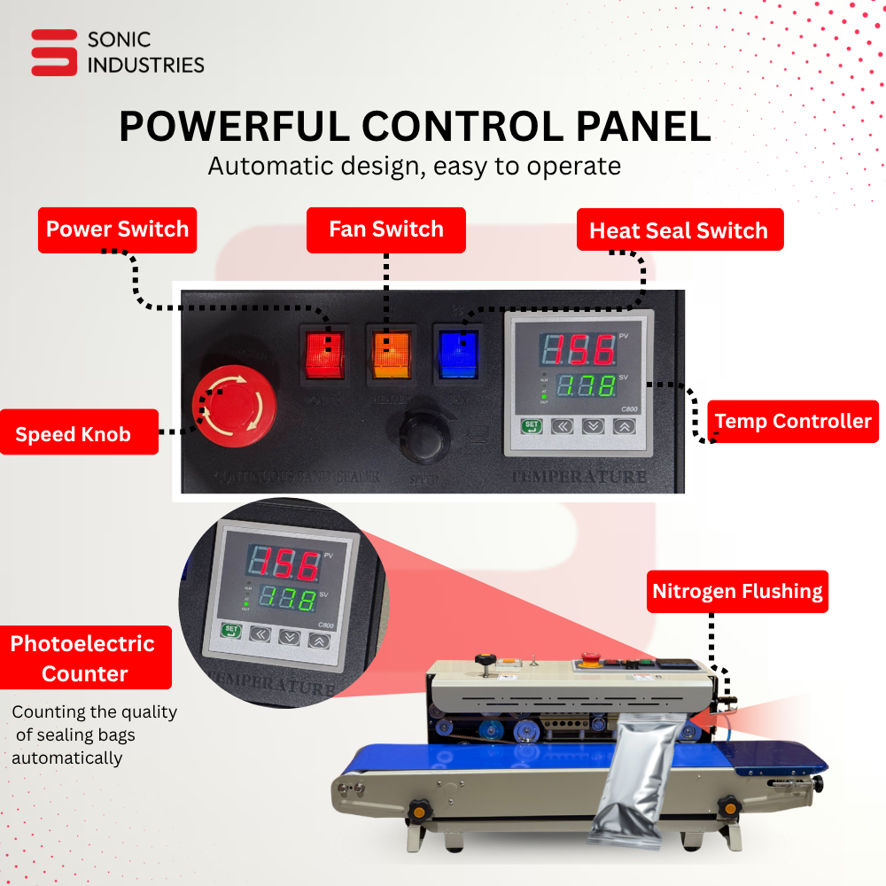 Sonic Industries FR-900 Band Sealing Machine MS Top Horizontal with Nitrogen
