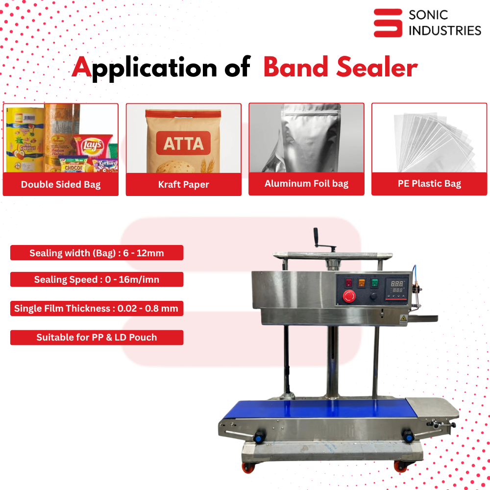 Sonic Industries FR-900 Band Sealing Machine SS Top 5Kg Band Sealer with Nitrogen