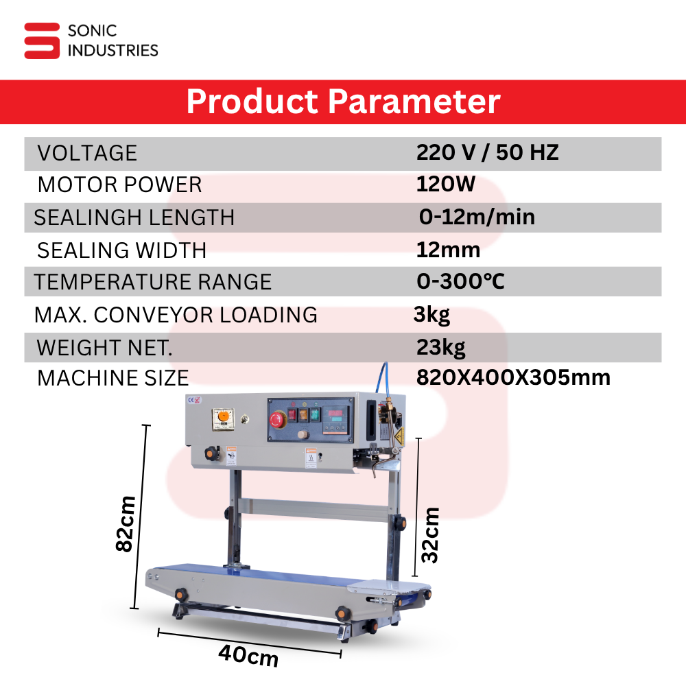 Sonic Industries FR-900 Band Sealing Machine Top MS Vertical With Nitrogen