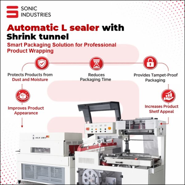 Automatic L Sealer Machine with Shrink Tunnel by Sonic Industries