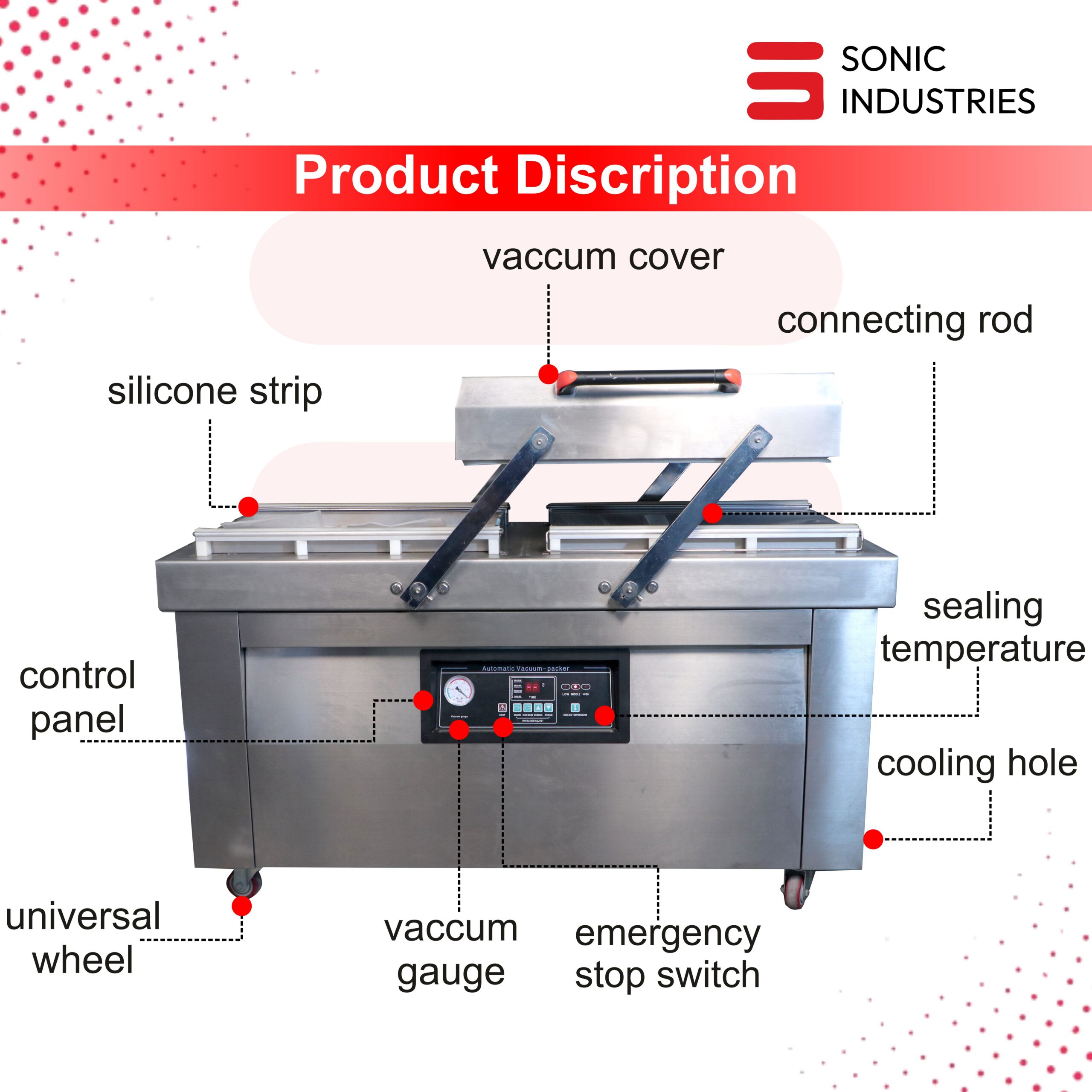 DZ-600 Double Chamber Vacuum Sealing Machine by Sonic Industries