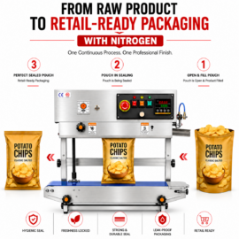 FR-900 Band Sealing Machine SS Eco Vertical with Nitrogen Flushing System by Sonic Industries