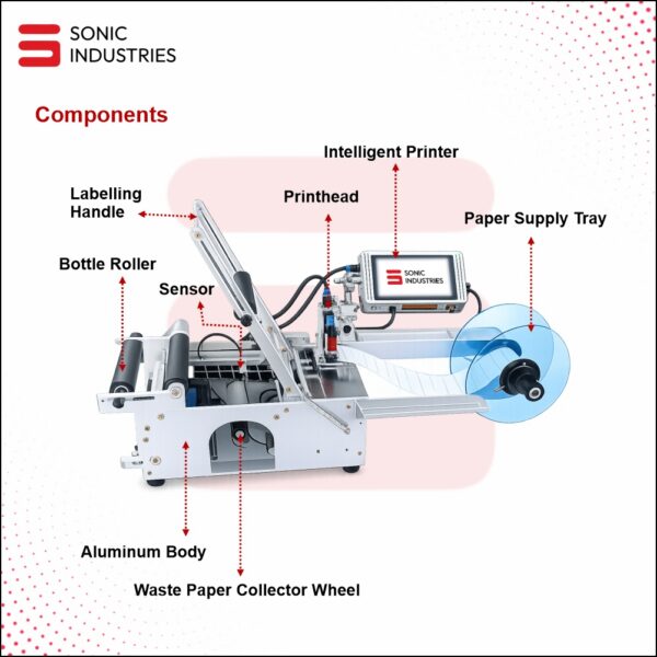 Semi Automatic Labelling Machine with 7 Inch Printer by Sonic Industries
