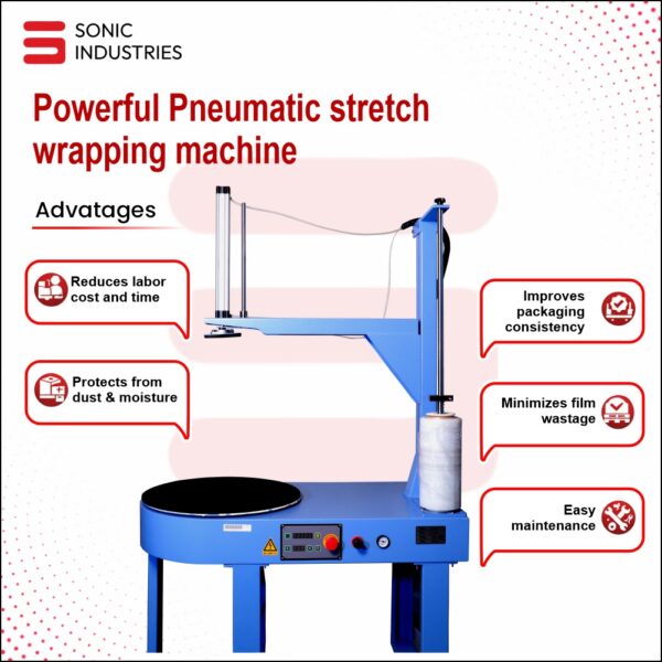Pneumatic Stretch Wrapping Machine Semi Automatic by Sonic Industries