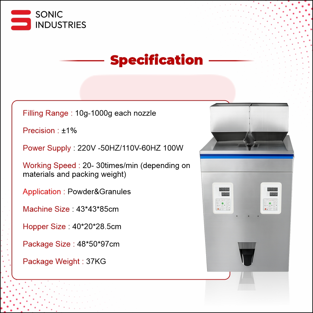 Sonic Industries 200-2000 Grams Automatic Granule Filling Machine by Sonic Industries
