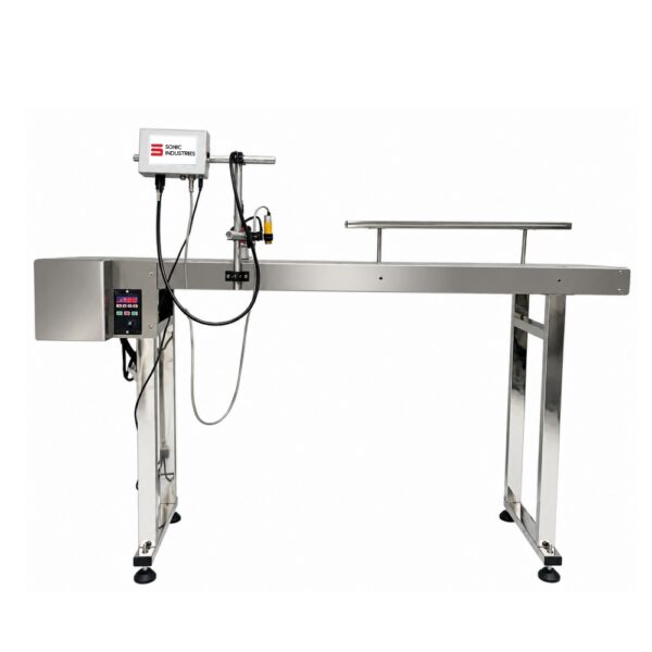 8 Inch Conveyor with 5 Inch Screen Printer by Sonic Industries | Automatic Batch Coding Machine