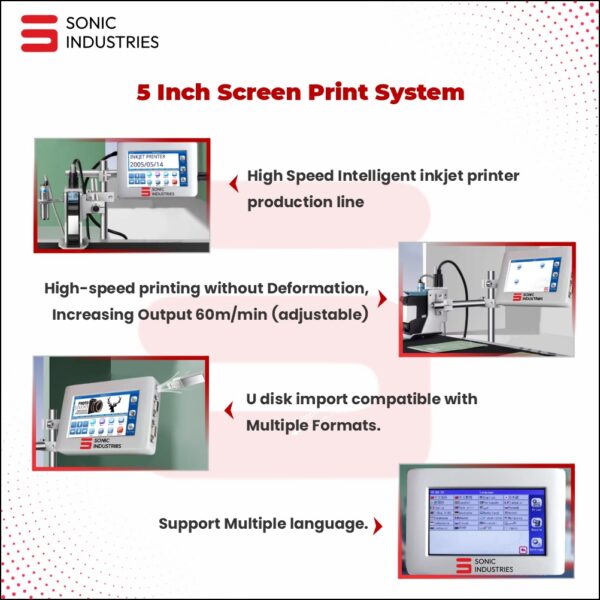 8 Inch Conveyor with 5 Inch Screen Printer by Sonic Industries | Automatic Batch Coding Machine