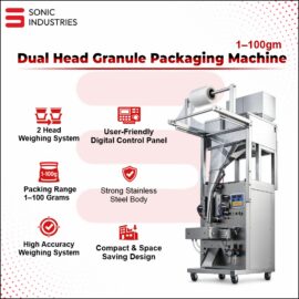 High-Performance Automatic 1 to 100 Grams Dual Head Granule Packaging Machine By Sonic Industries