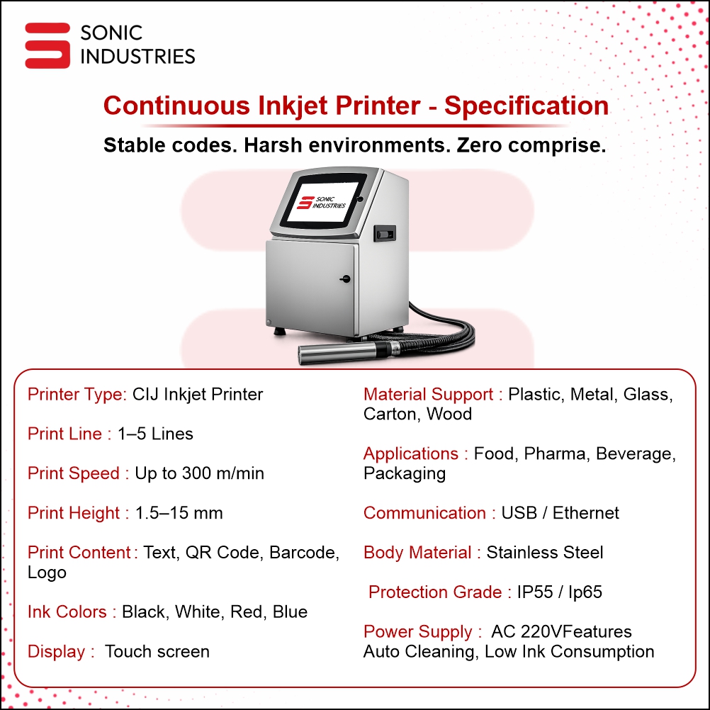 Sonic Industries CIJ printer