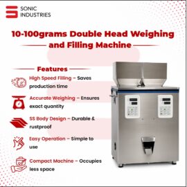2 Head 10 to 100 Grams Granule Filling Machine by Sonic Industries