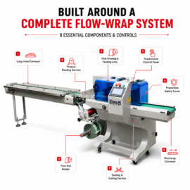 Sonic Industries 650MM Bottom Roll Horizontal Flow Wrap Machine